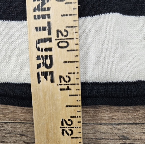 PLANET Black White Striped Boxy Knit Top One Size Minimalist Chic - Picture 10 of 13